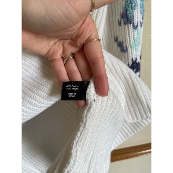 Lane Bryant Size 22/24 White Ribbed Floral Embroidered Sleeve Crewneck Sweater B - Picture 7 of 9